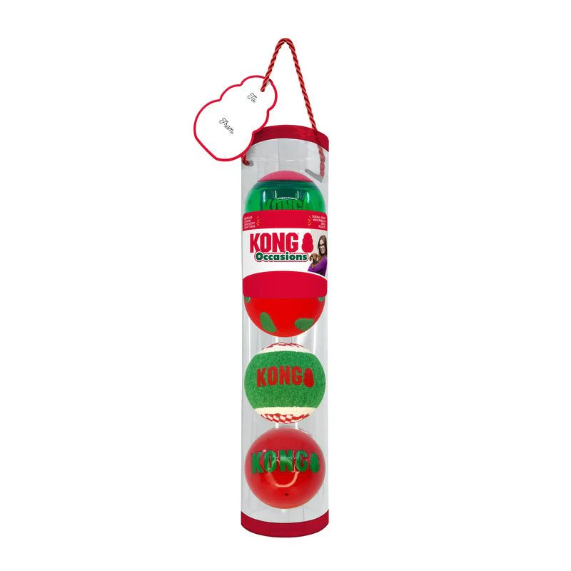 KONG Holiday Occasions Tennis Balls for Dogs, Medium, 4 Pack - Image 3