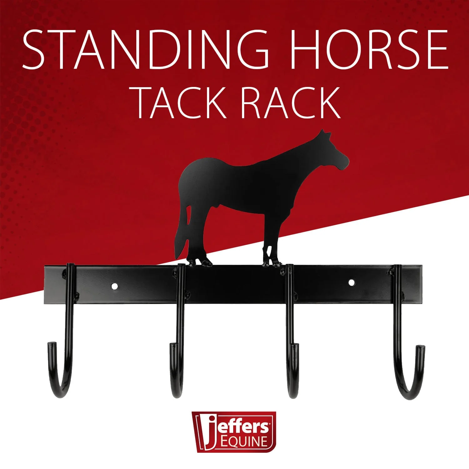 Jeffers Wall Mount 4-Hook Horse Tack Rack, Barrel Racer or Horse Silhouette - Image 5