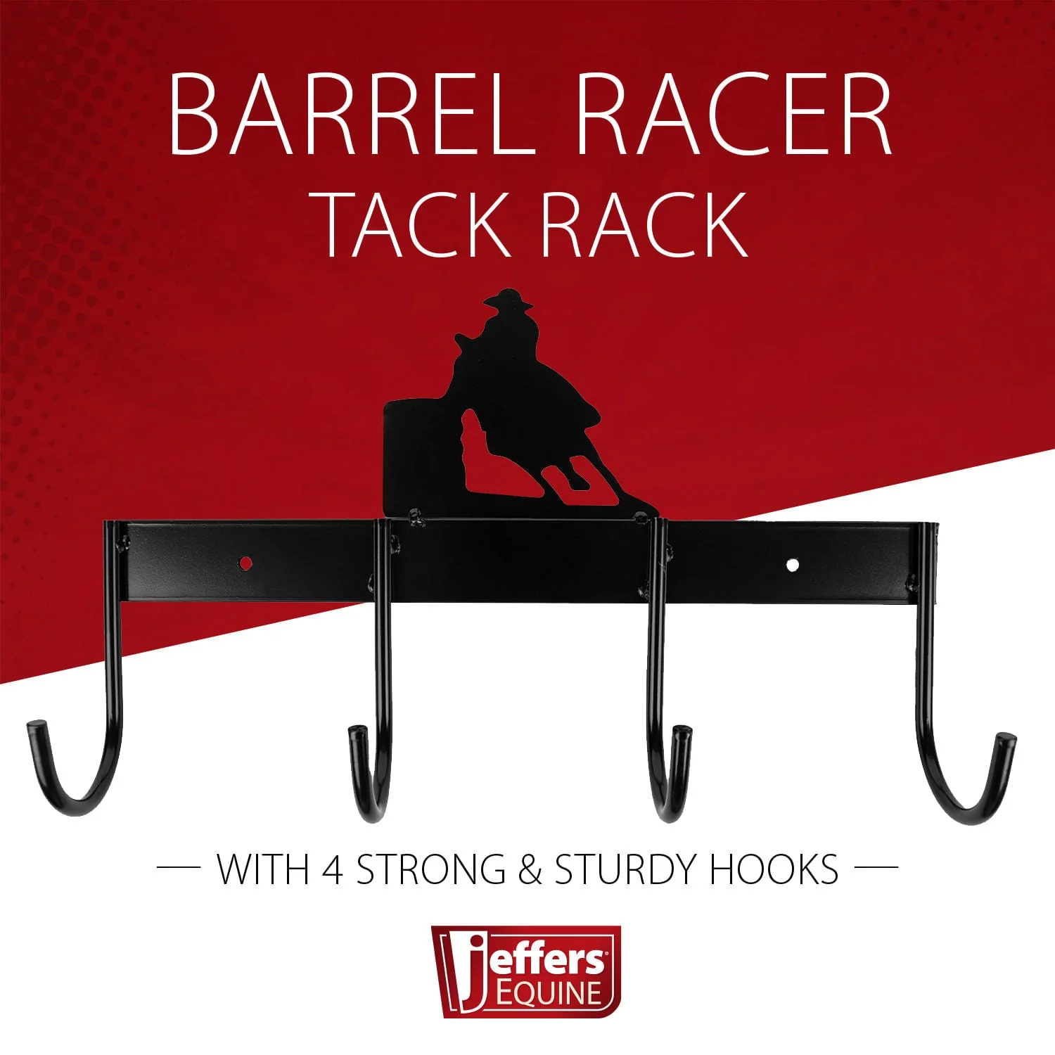 Jeffers Wall Mount 4-Hook Horse Tack Rack, Barrel Racer or Horse Silhouette - Image 6