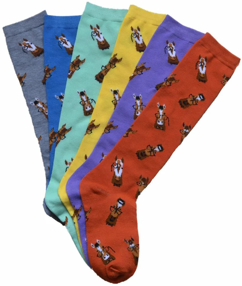 Horses & Spectacles Knee High Socks, Ladies, 6 pk