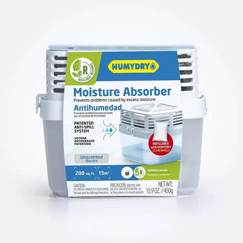 Humydry Premium 15.9 oz Moisture Absorber Device – Refillable Unscented Dehumidifier for Rooms up to 200 sq ft