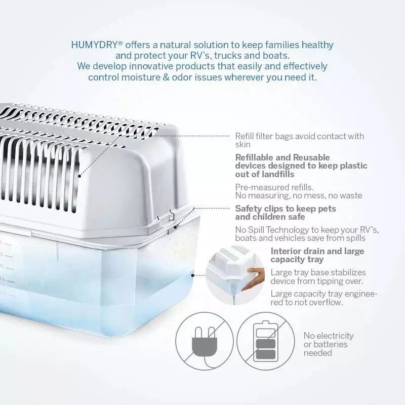 Humydry Large Room Moisture Absorber 35.3 oz Unscented – Refillable Dehumidifier for Spaces up to 400 sq f - Image 3