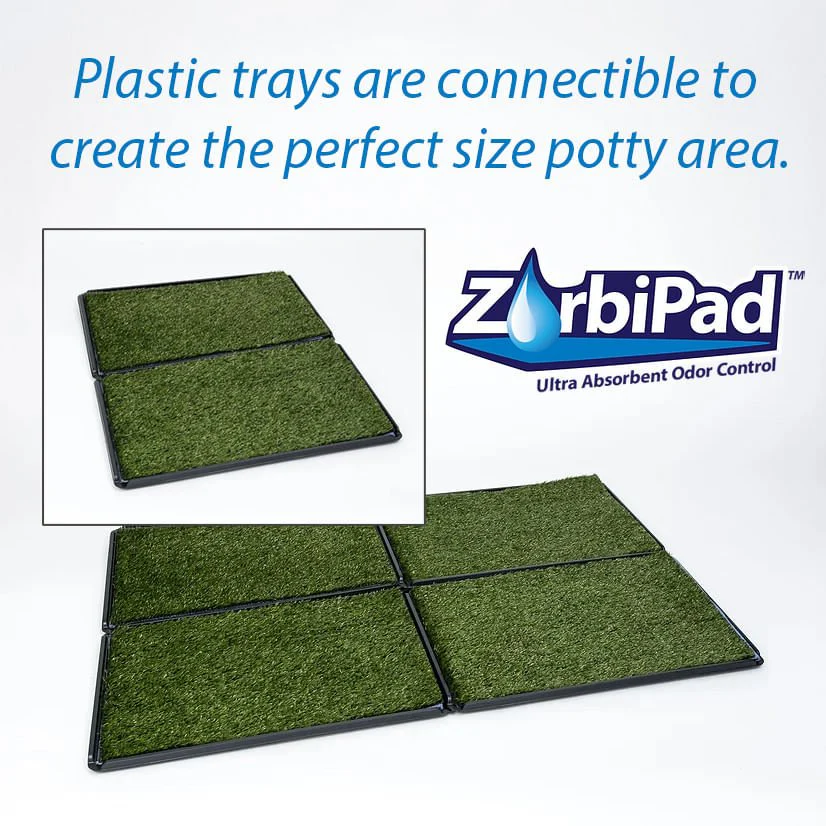 Indoor Dog Potty System, 16" x 24" (Tray, Pad, Grass) - Image 5