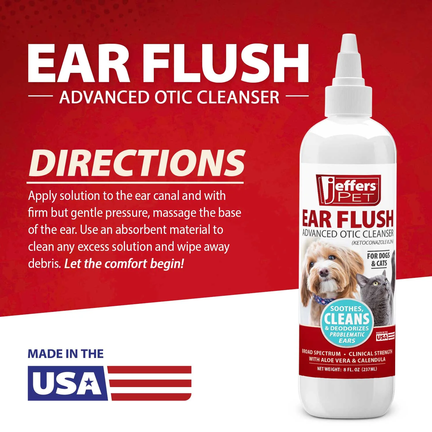 Jeffers Pet Ear Flush Advanced Ear Cleanser with Ketoconazole for Dogs & Cats - Image 4
