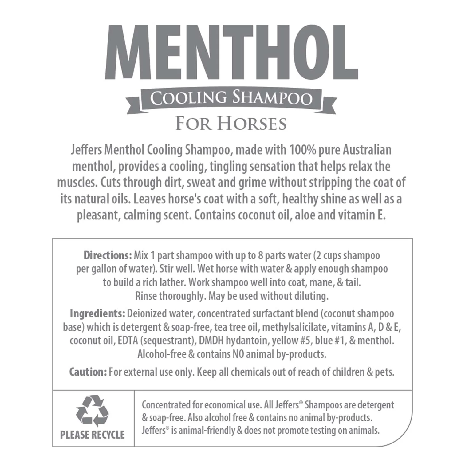 Jeffers Equine Menthol Cooling Shampoo for Horses - Image 9