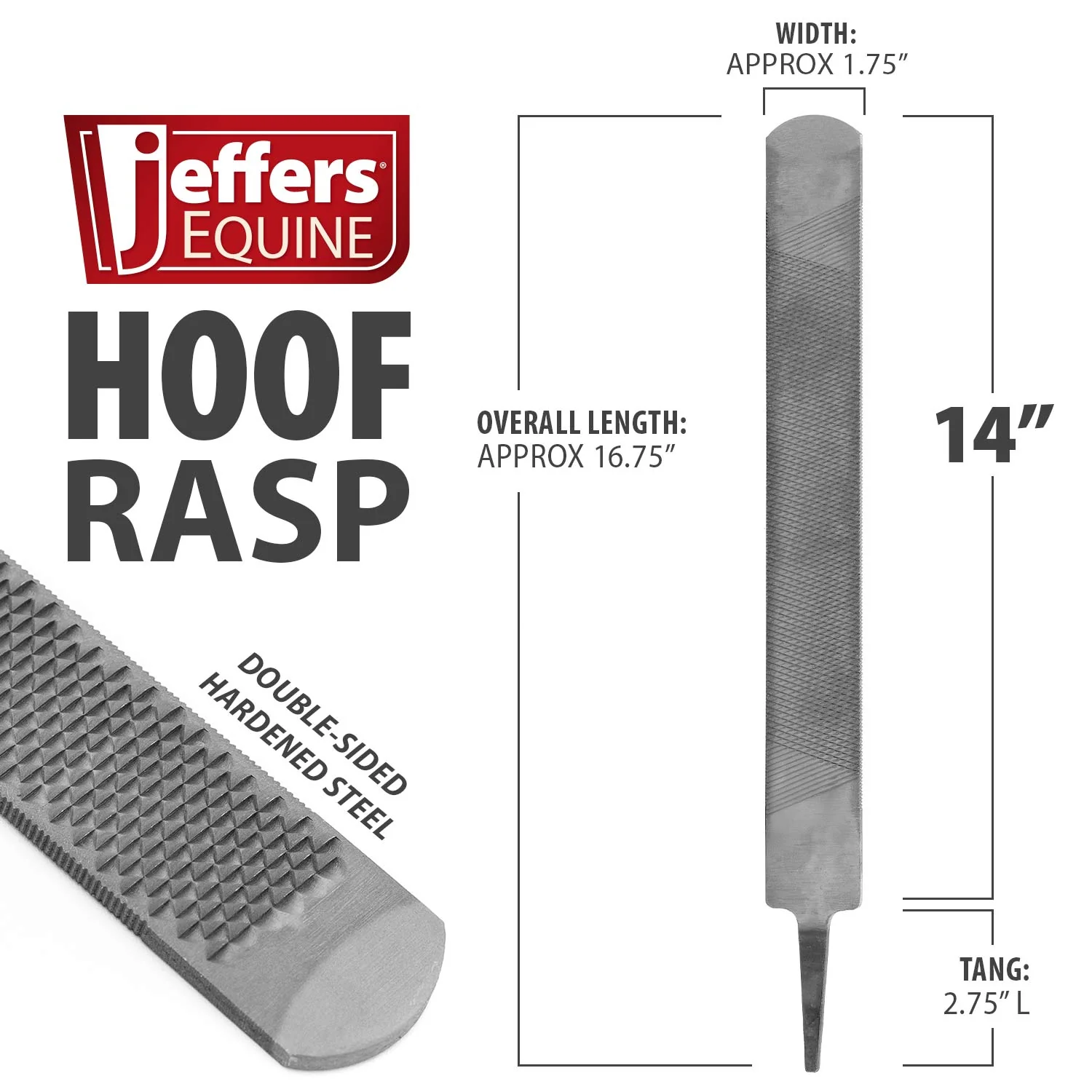 Jeffers Tanged Steel Hoof Rasp – Durable 10" & 14" Rasp for Horses, Ponies, Minis, Goats, and Sheep - Image 6