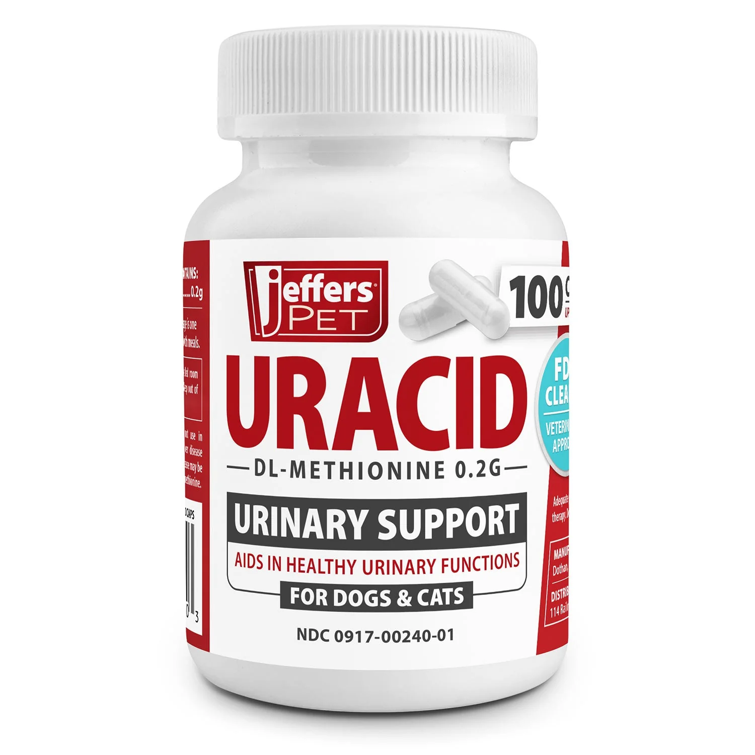 Jeffers Uracid DL-Methionine 0.2g Capsules for Dogs & Cats – Supports Urinary Tract, Reduces Urine Odor, Prevents Stones - Image 7