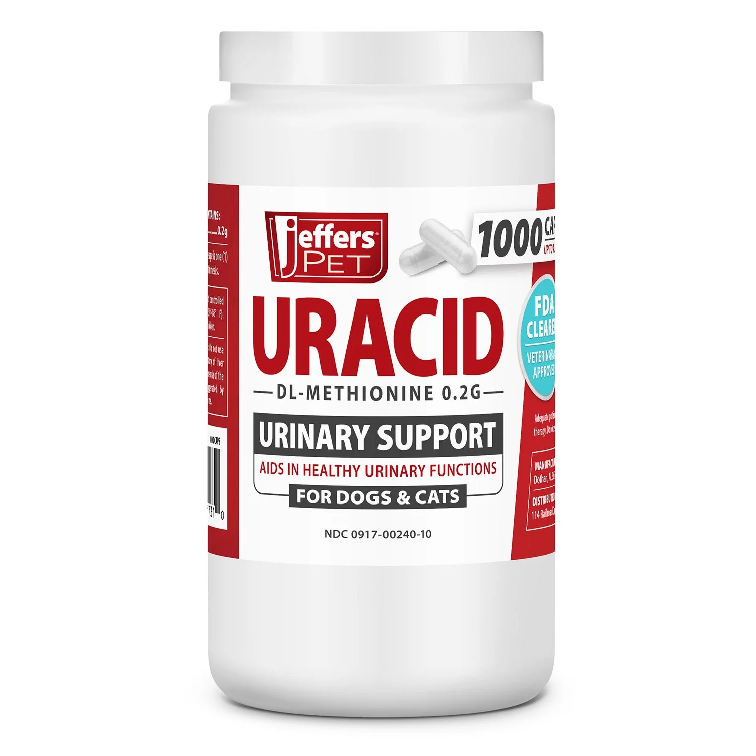 Jeffers Uracid DL-Methionine 0.2g Capsules for Dogs & Cats – Supports Urinary Tract, Reduces Urine Odor, Prevents Stones - Image 8