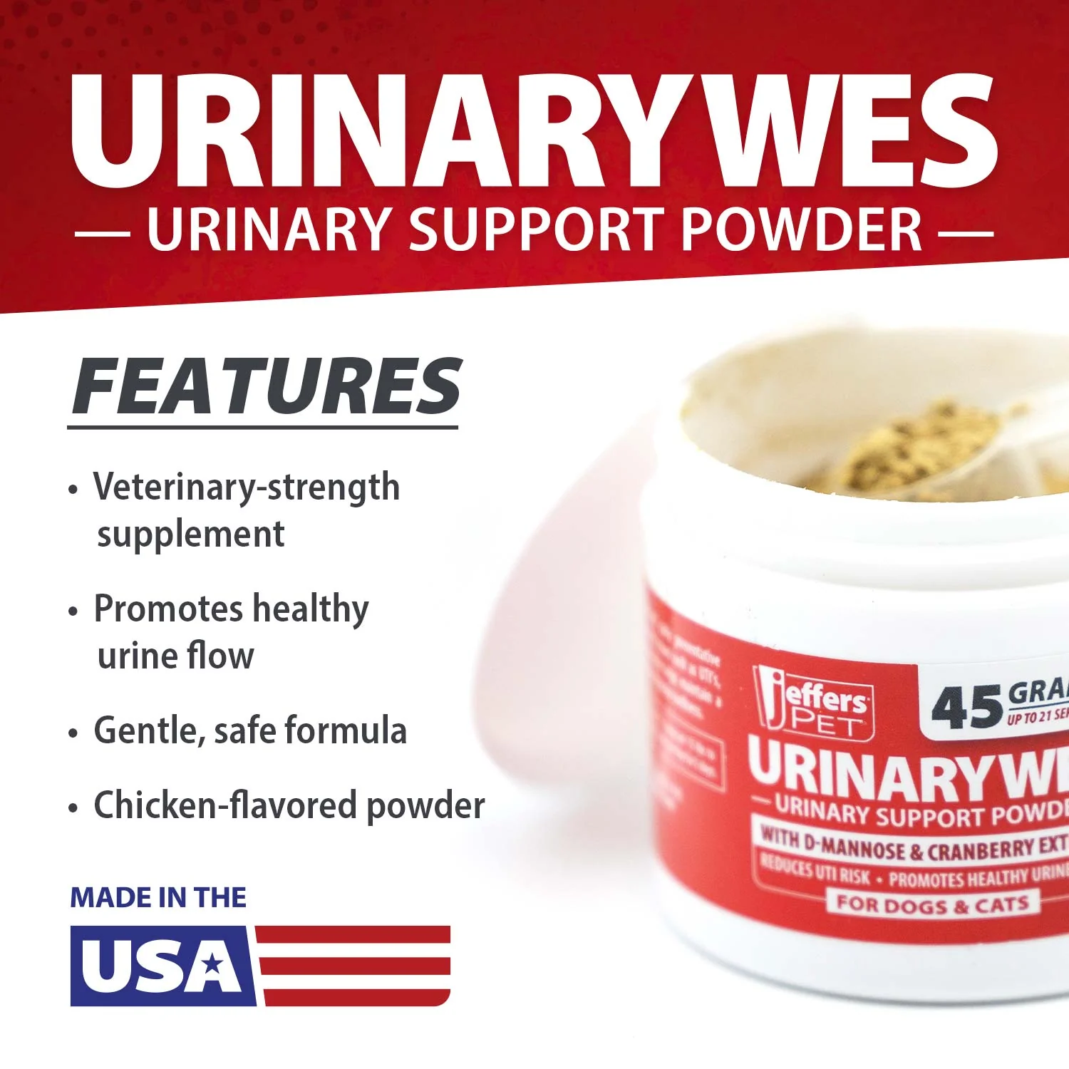Jeffers UrinaryWes Urinary Support Powder with D-Mannose for Dogs & Cats - Image 4