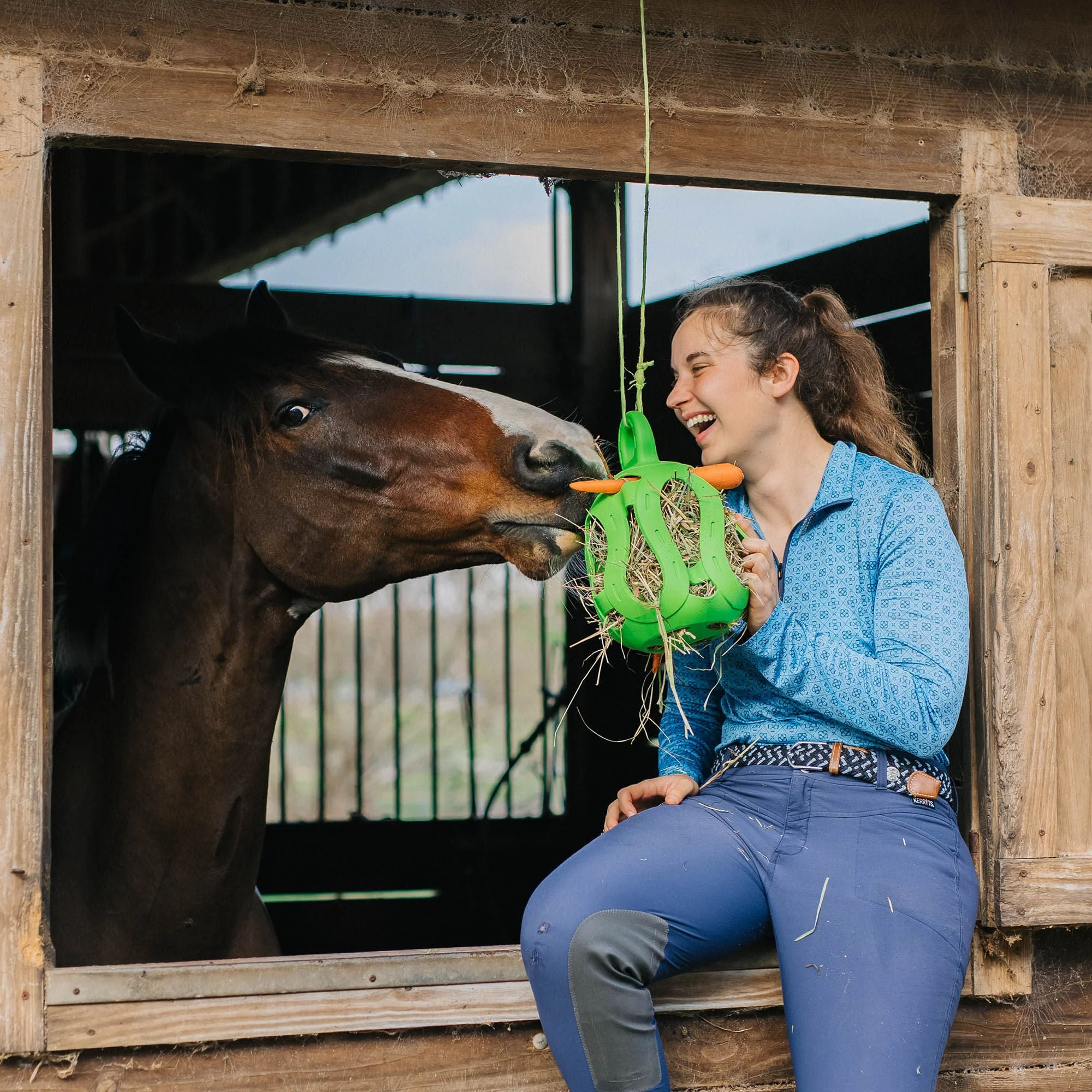 Jolly Hay Ball, 8" – Interactive Horse & Livestock Toy for Hay Feeding and Enrichment - Image 6