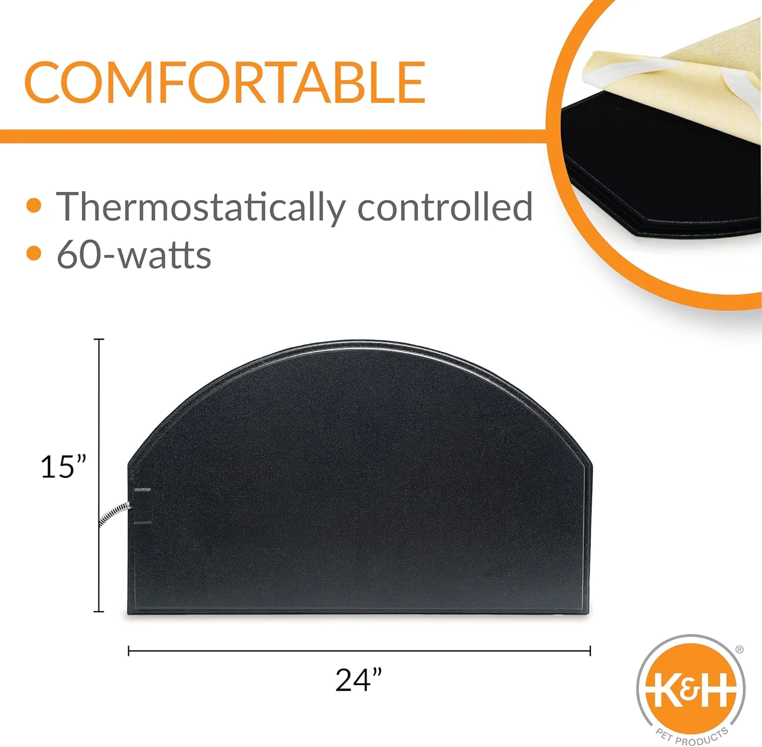 K&H Lectro-Kennel Igloo Style Heated Pad – Half-Round Indoor/Outdoor Dog House Heater - Image 3