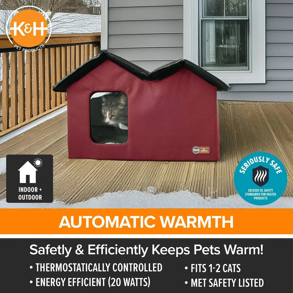 K&H Extra Wide Heated Outdoor Cat House – Insulated Kitty Shelter with Removable Heated Pad for Multiple Cats - Image 11