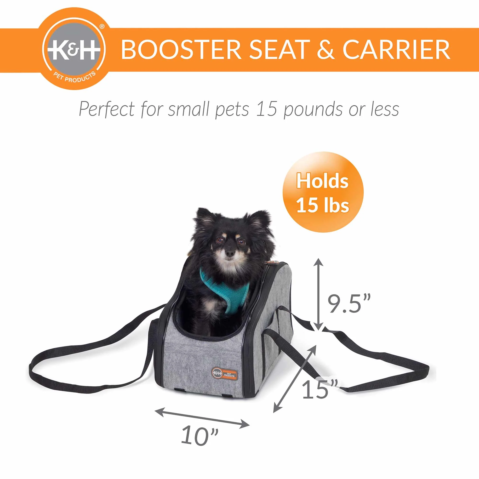 K&H Pet Products - Portable Pet Console Booster Dog Car Seat, Light Gray - Image 5