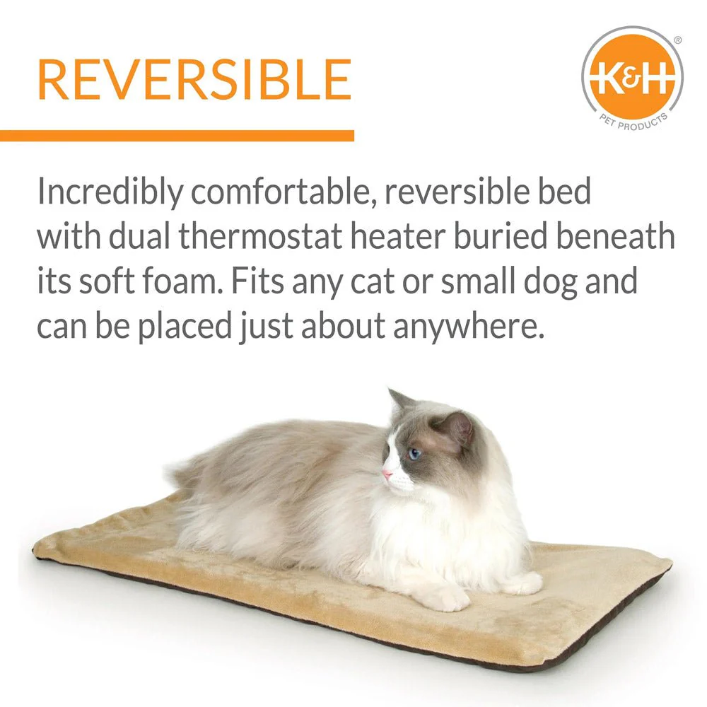 K&H Thermo-Kitty Mat Heated Cat Bed – Indoor Reversible Heated Cat Mat, Low-Wattage, Machine Washable, Cozy Nap Pad - Image 5
