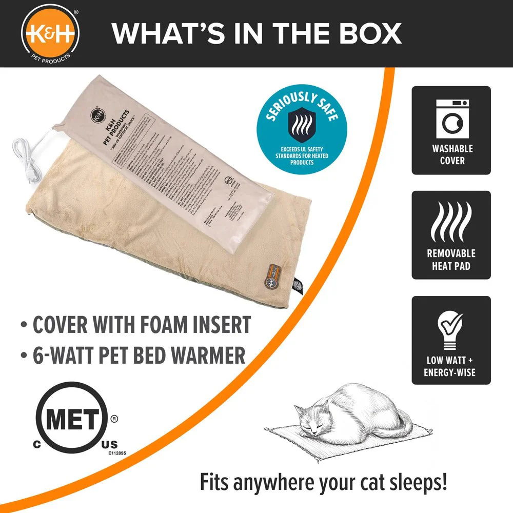 K&H Thermo-Kitty Mat Heated Cat Bed – Indoor Reversible Heated Cat Mat, Low-Wattage, Machine Washable, Cozy Nap Pad - Image 7