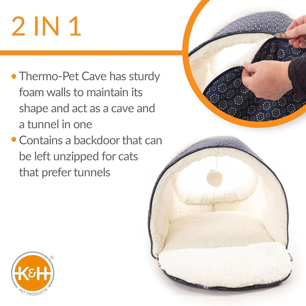 K&H Pet Products Thermo-Pet Cave Heated Cat Bed – Plush Cat Cave & Tunnel for Cats and Small Dogs - Image 10