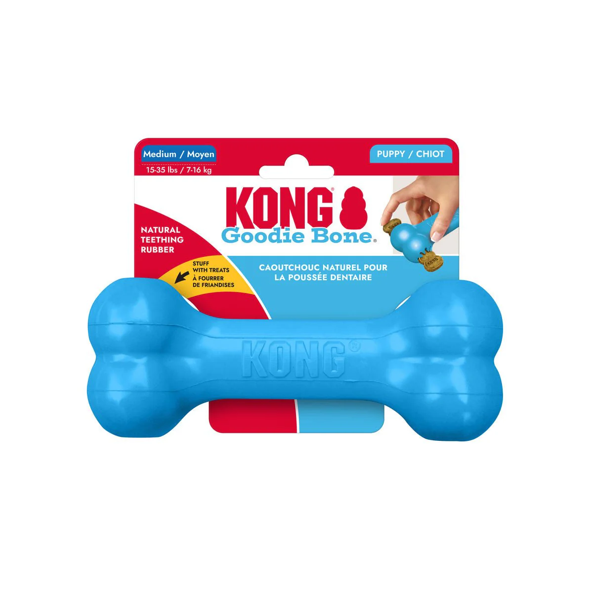 KONG Puppy Goodie Bone Treat Dispensing Dog Chew Toy – Soft Rubber Teething Toy for Puppies - Image 4