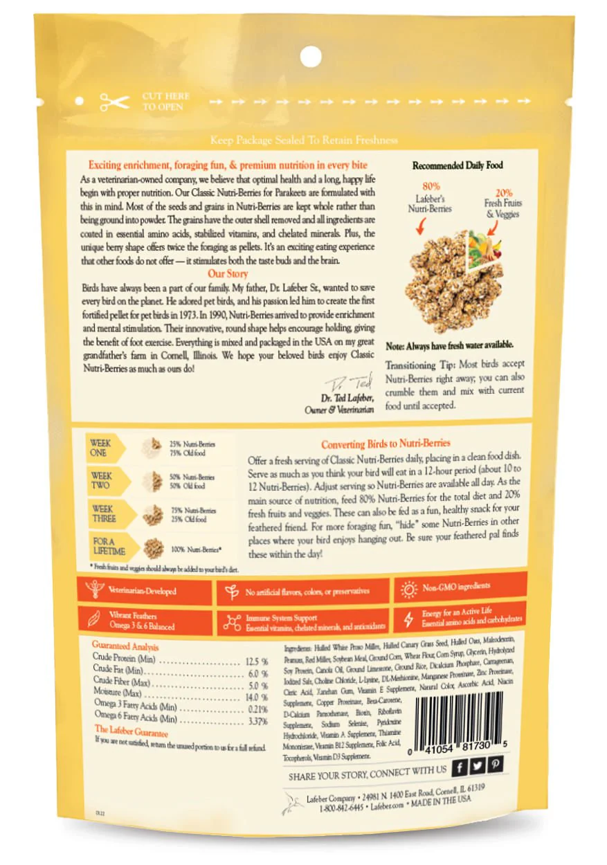 Lafeber Classic Nutri-Berries Bird Food, 10 oz – Foraging Formula for Small, Medium & Large Birds - Image 7