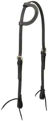 Black Latigo Leather Sliding Ear Headstall