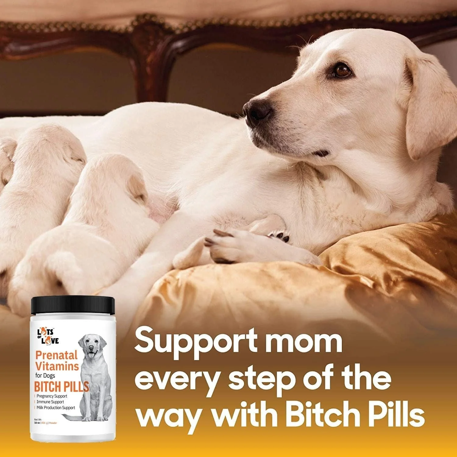 Lots of Love Bitch Pills & Powder - Dog Prenatal & Lactation Supplement for Pregnancy, Nursing & Newborn Support - Image 4