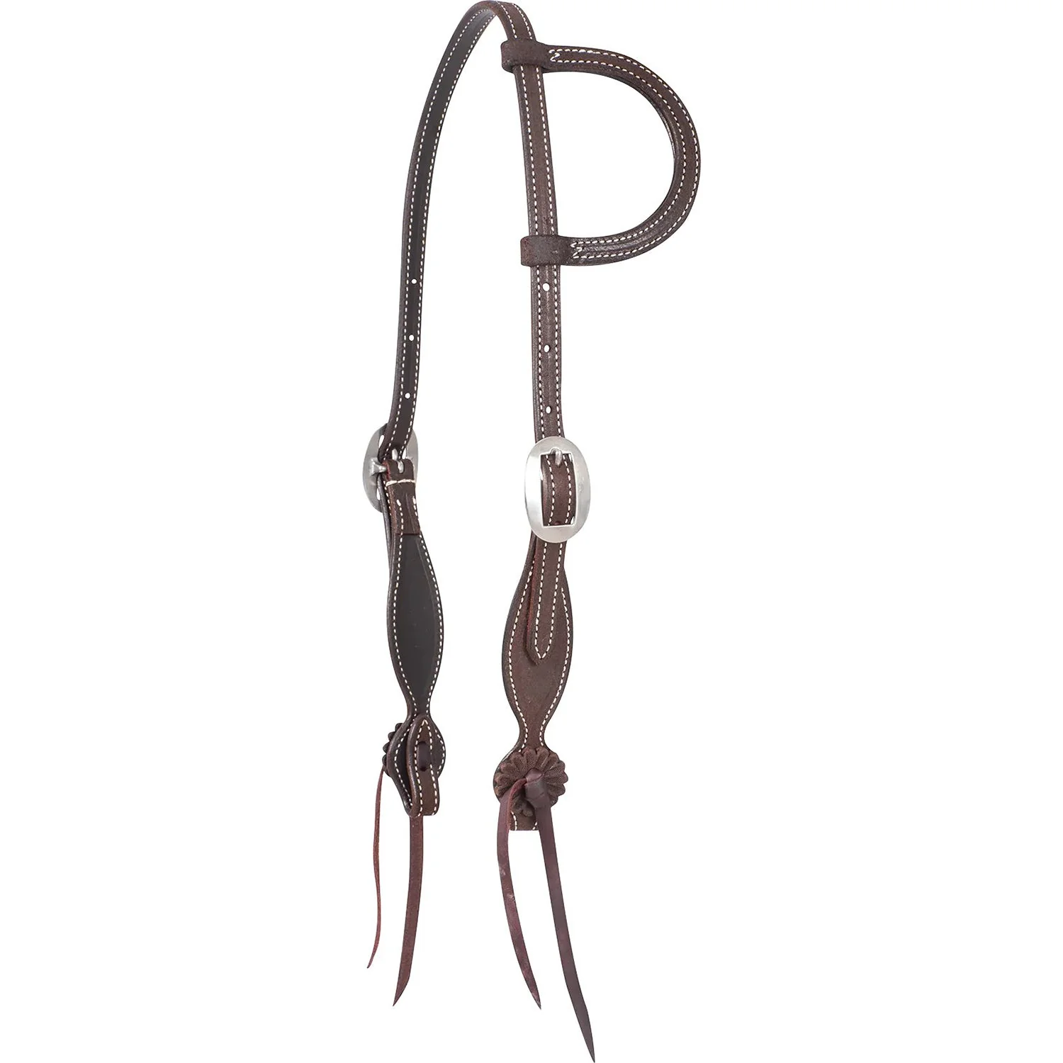 Martin Saddlery Leather Split Ear Headstall with Rosette Strings