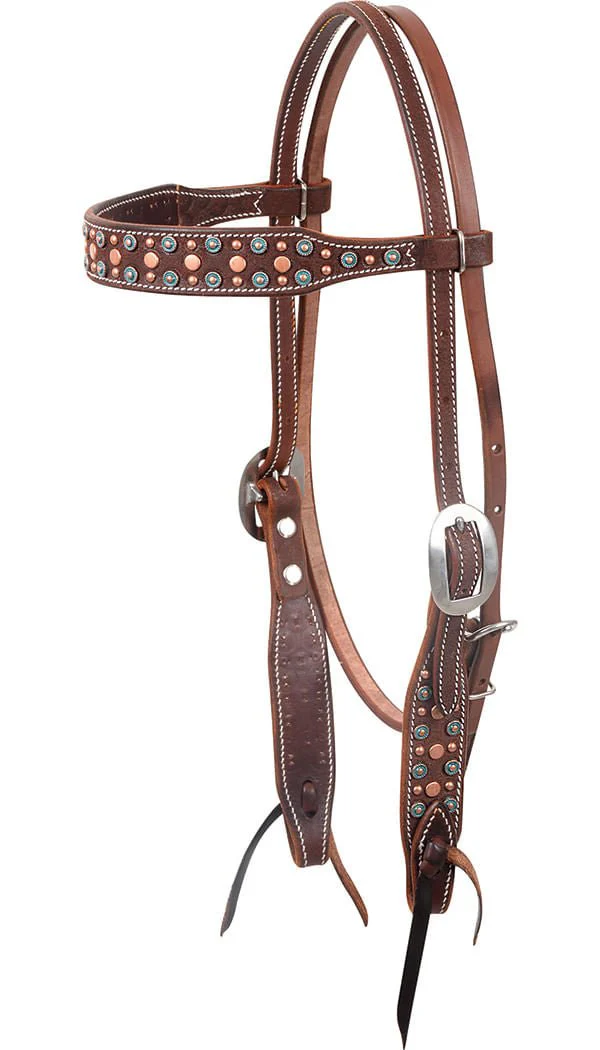 Martin Saddlery Turquoise & Copper Dots Headstall - Image 2