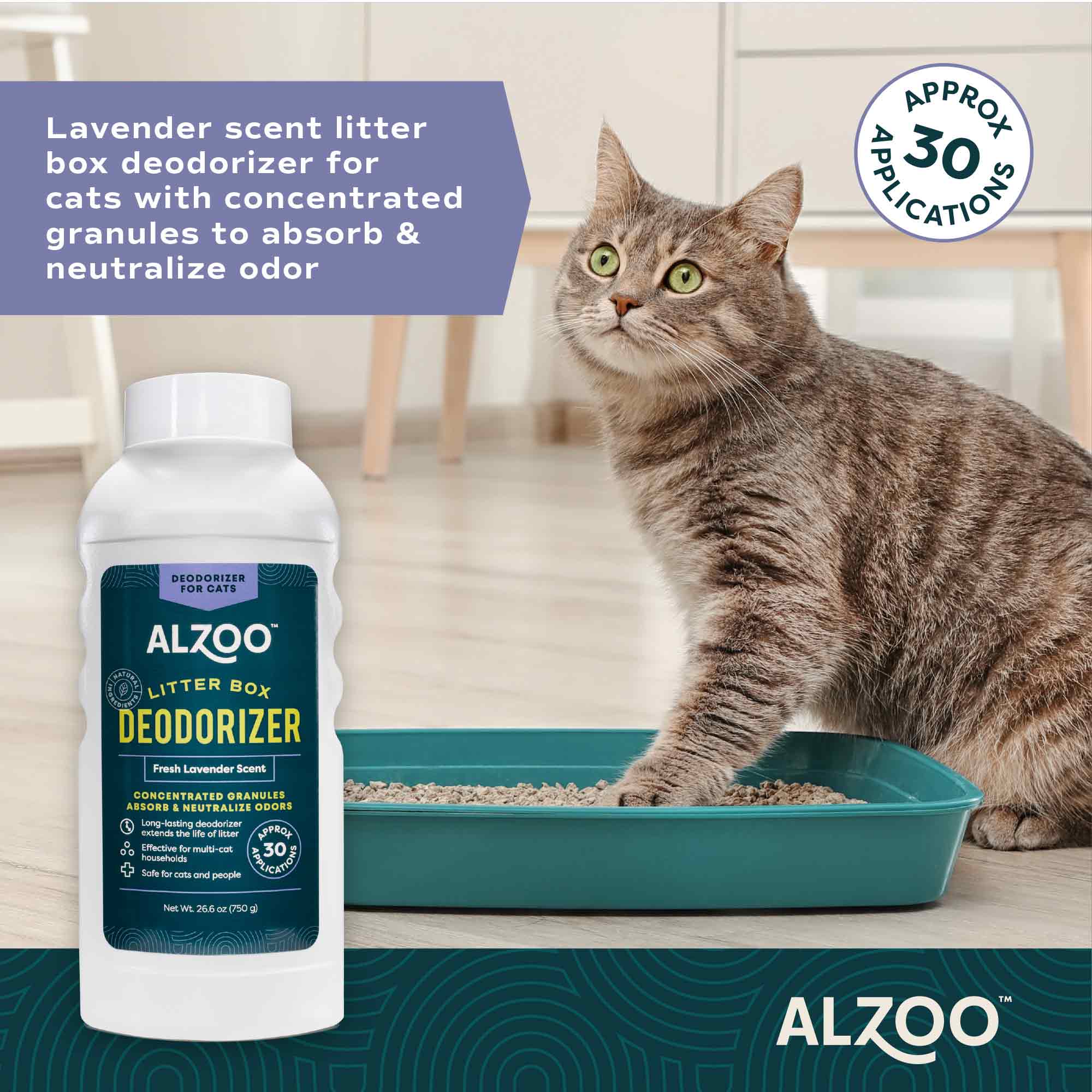 ALZOO Natural Mineral-Based Concentrated Cat Litter Scented Deodorizer for Odor Control, 26.6 oz - Image 10