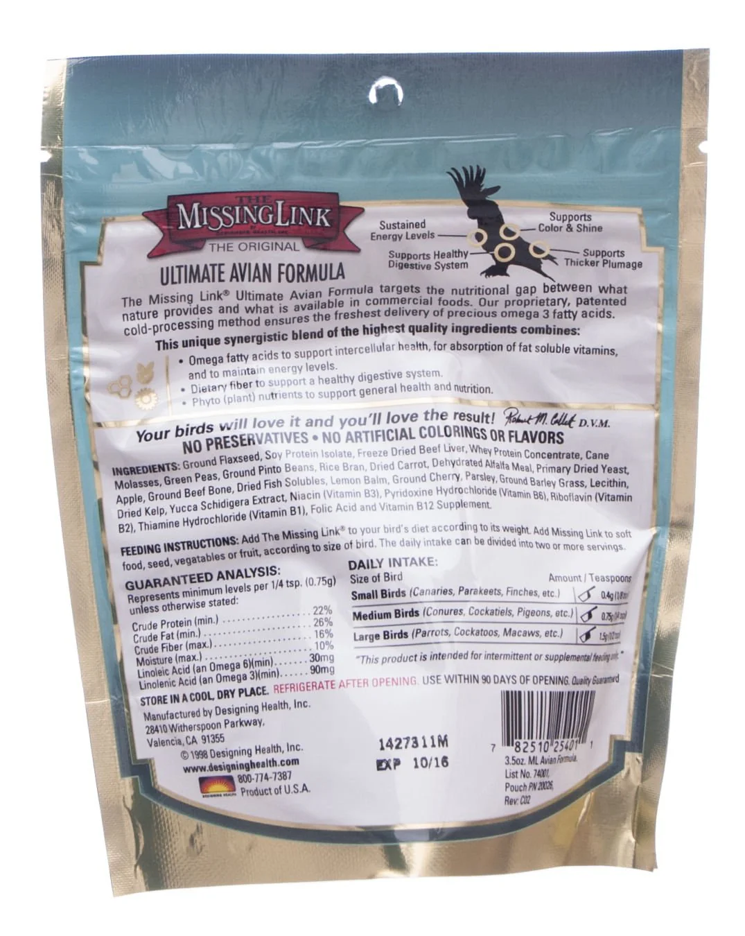Missing Link Ultimate Avian Formula Bird Supplement - Image 2