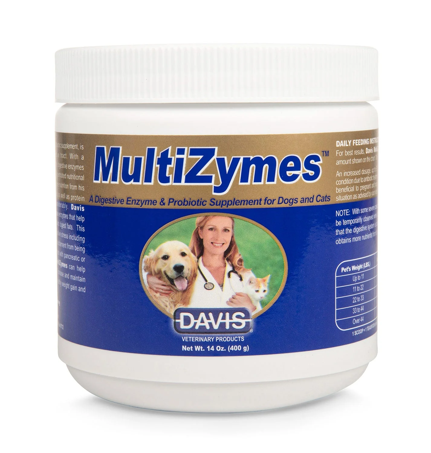 Davis Multizymes Digestive Enzyme & Probiotic Supplement for Dogs and Cats