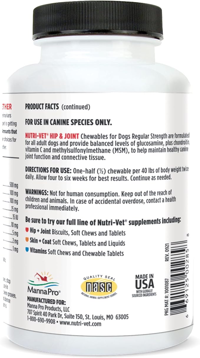 Nutri-Vet Hip & Joint Regular Strength Chewables for Dogs - Image 8