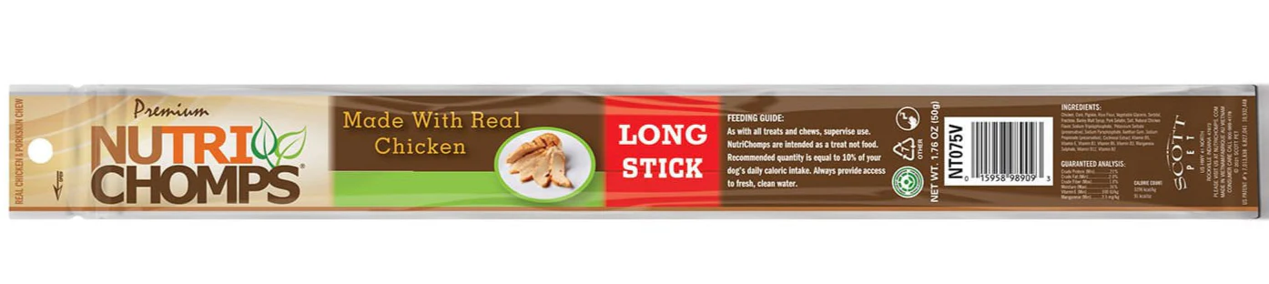NutriChomps 15” Chicken Long Stick Dog Chews