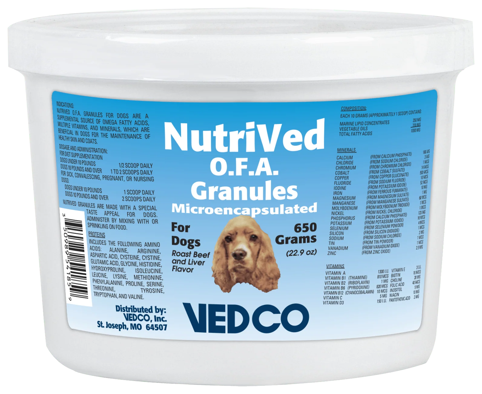 NutriVed O.F.A. Microencapsulated Granule Supplement for Dogs – Joint & Skin Support, 650g