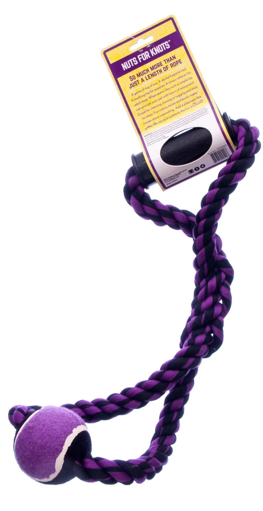Nuts for Knots Rope Tug Dog Toy with Handle & Tennis Ball, Assorted - Image 5