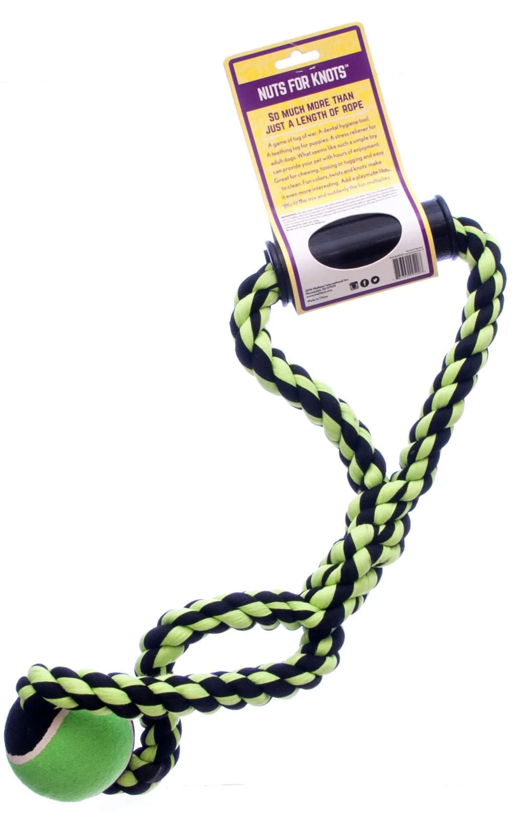 Nuts for Knots Rope Tug Dog Toy with Handle & Tennis Ball, Assorted - Image 7