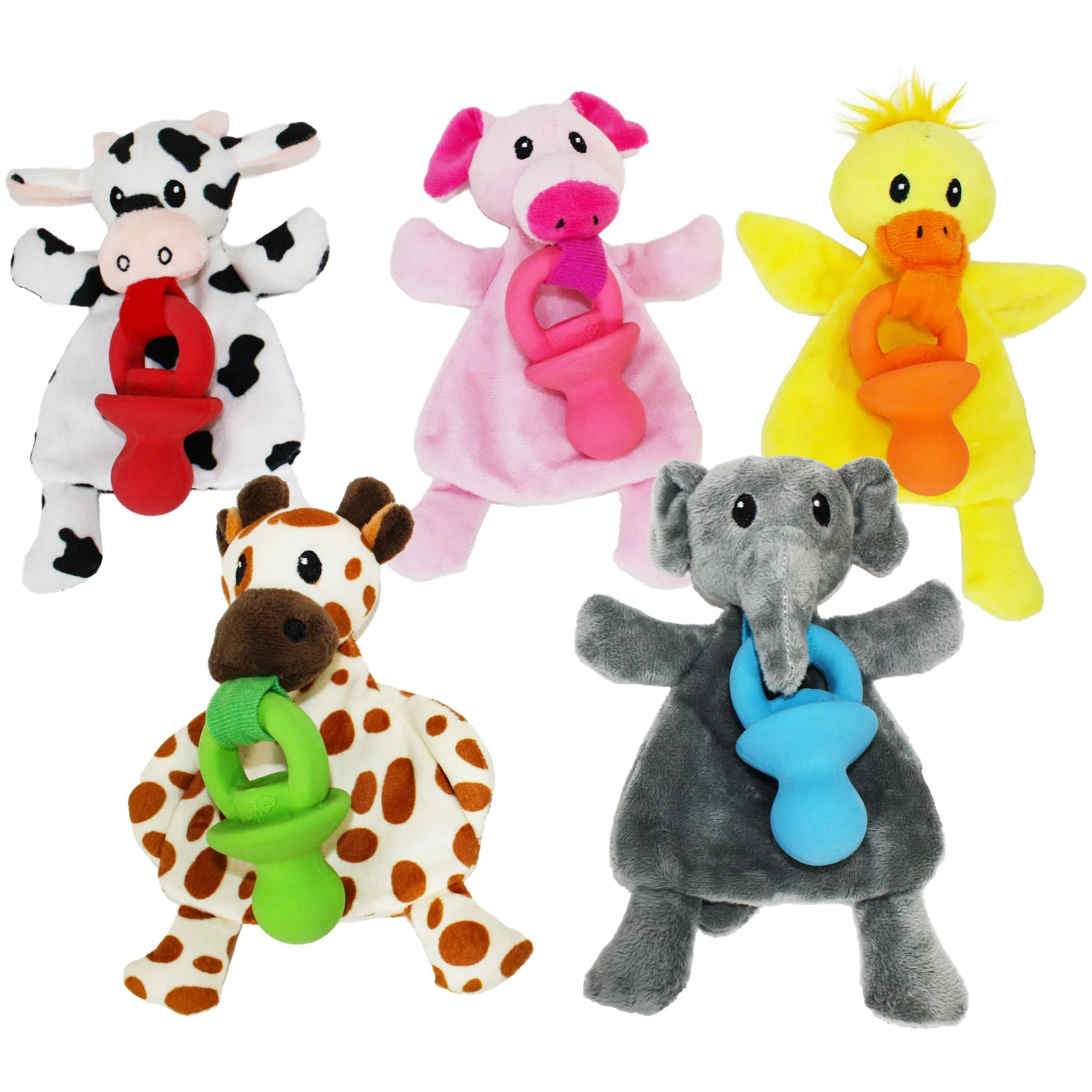 Pacifier Pal Dog Toy, 8", Assorted