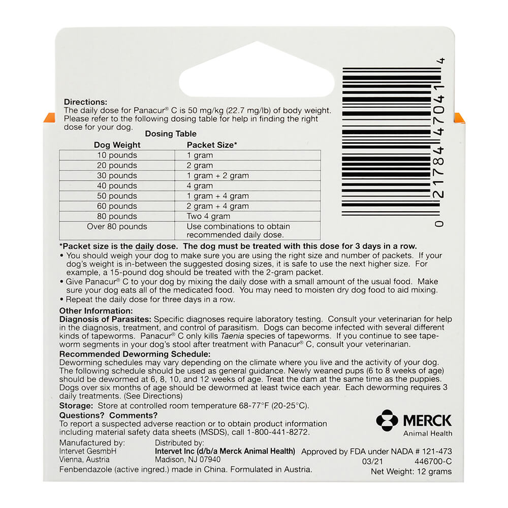 Panacur C Canine Dewormer (Fenbendazole Granules) - Image 12