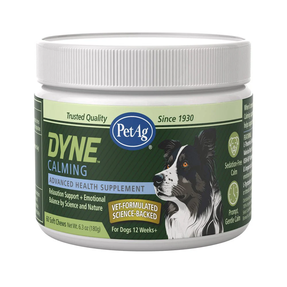 PetAg Dyne Calming & Stress Support Soft Chews for Dogs – Natural Stress Relief for Noise, Travel & Separation Anxiety