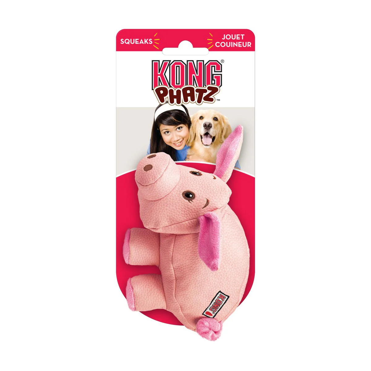 KONG Phatz Pig Plush Dog Toy with Low-Tone Squeaker - Image 5