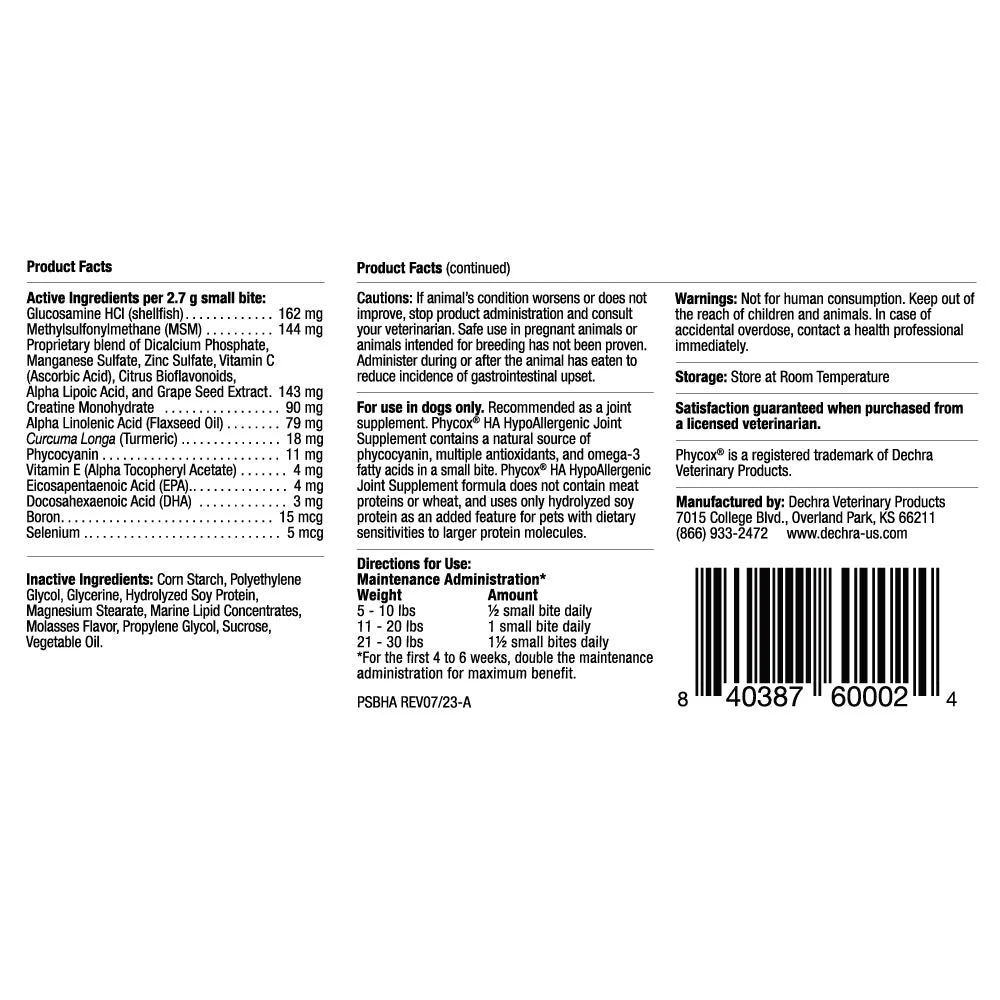 Phycox HA (Hypo-Allergenic) Small Bites for Dogs, 120 ct - Image 2