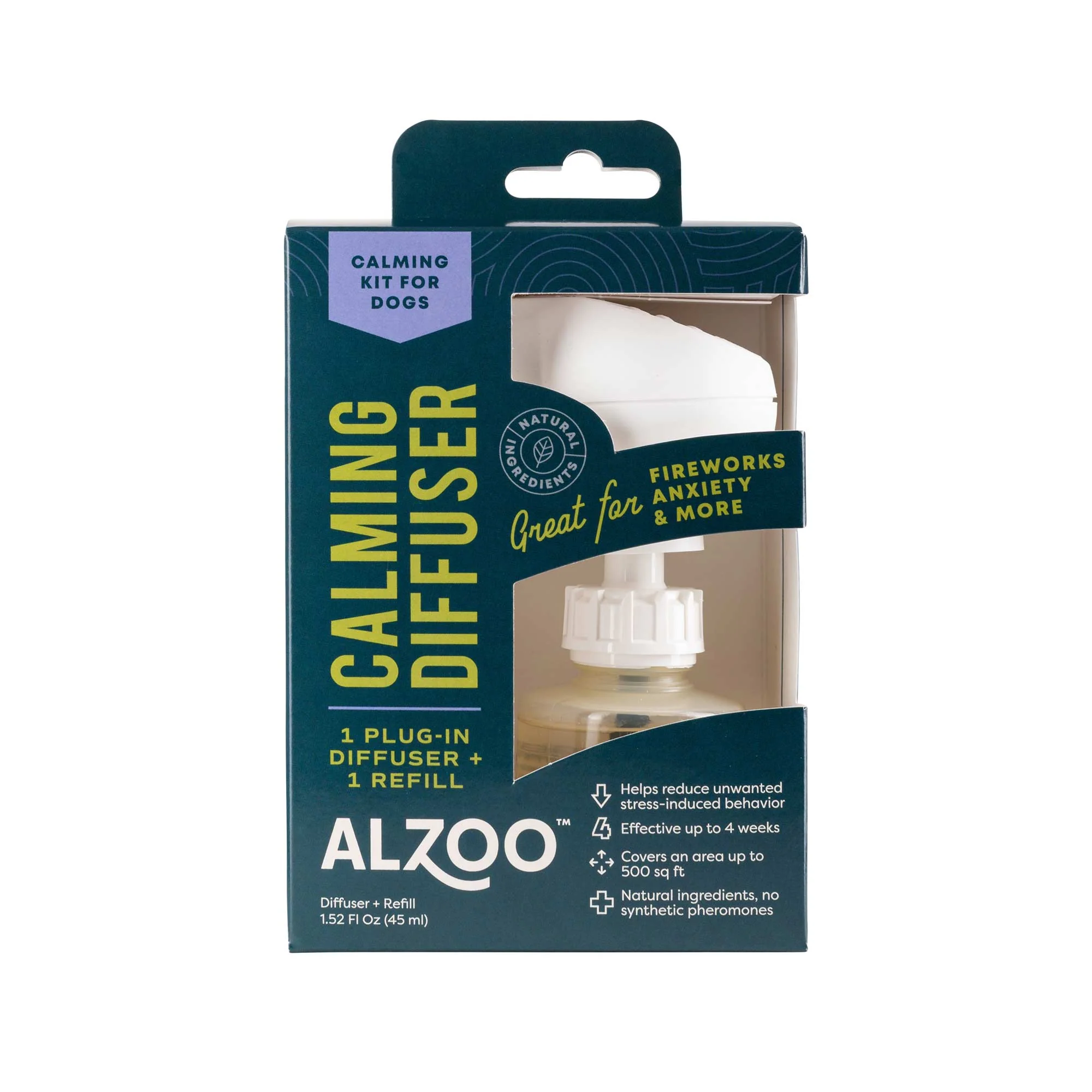 ALZOO Natural Plant-Based Calming Plug-In Home Diffuser Kit & Refills for Dogs