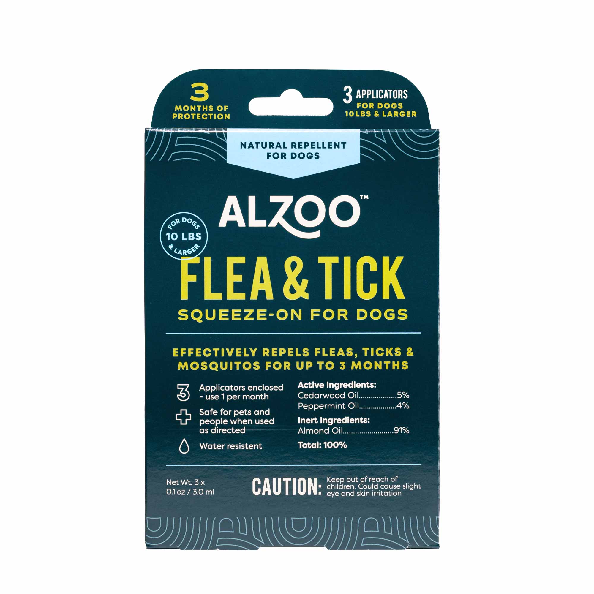 ALZOO Natural Plant-Based Flea & Tick Squeeze-On Topical for Dogs