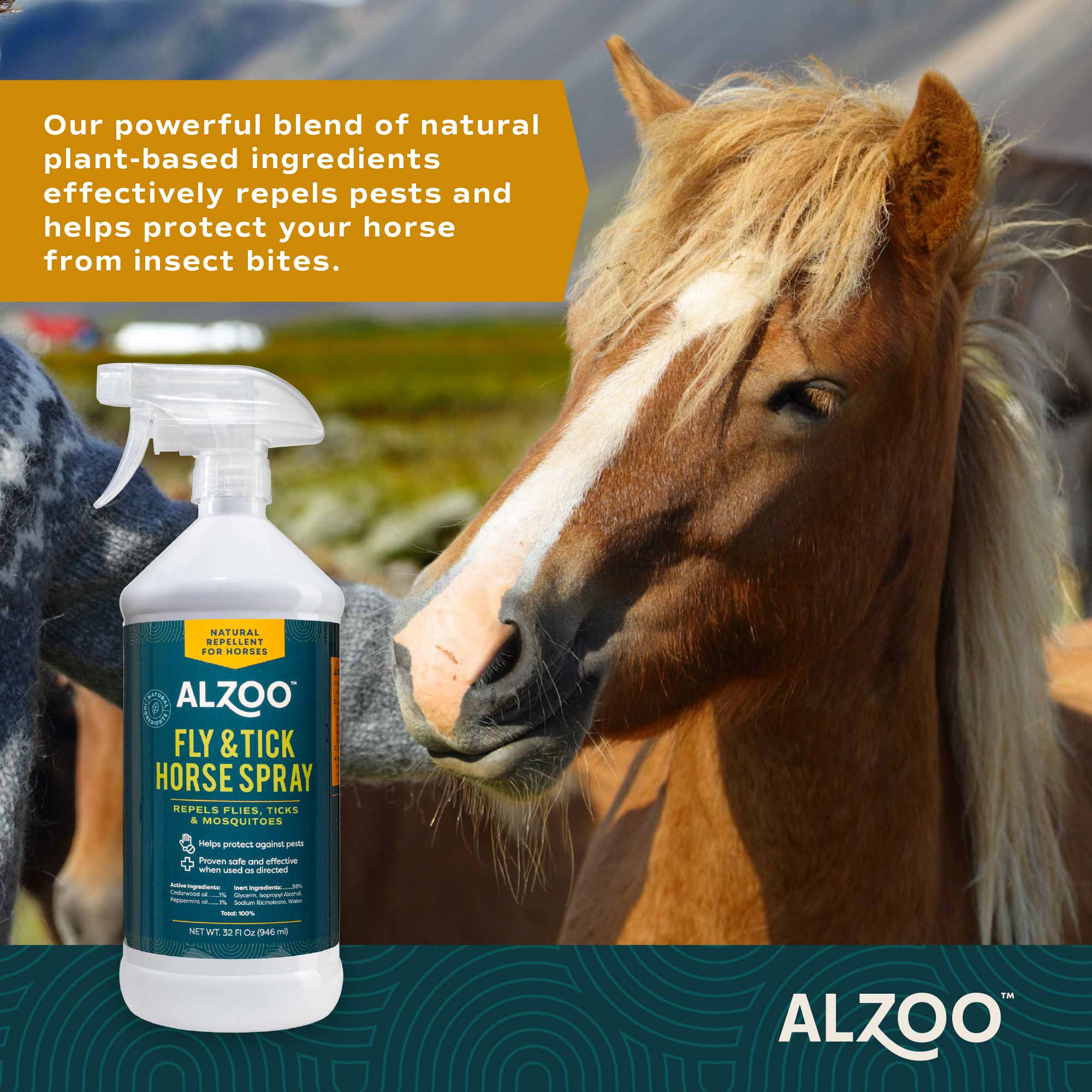 ALZOO Plant-Based Natural Fly & Tick Horse Spray, 32 oz - Image 4