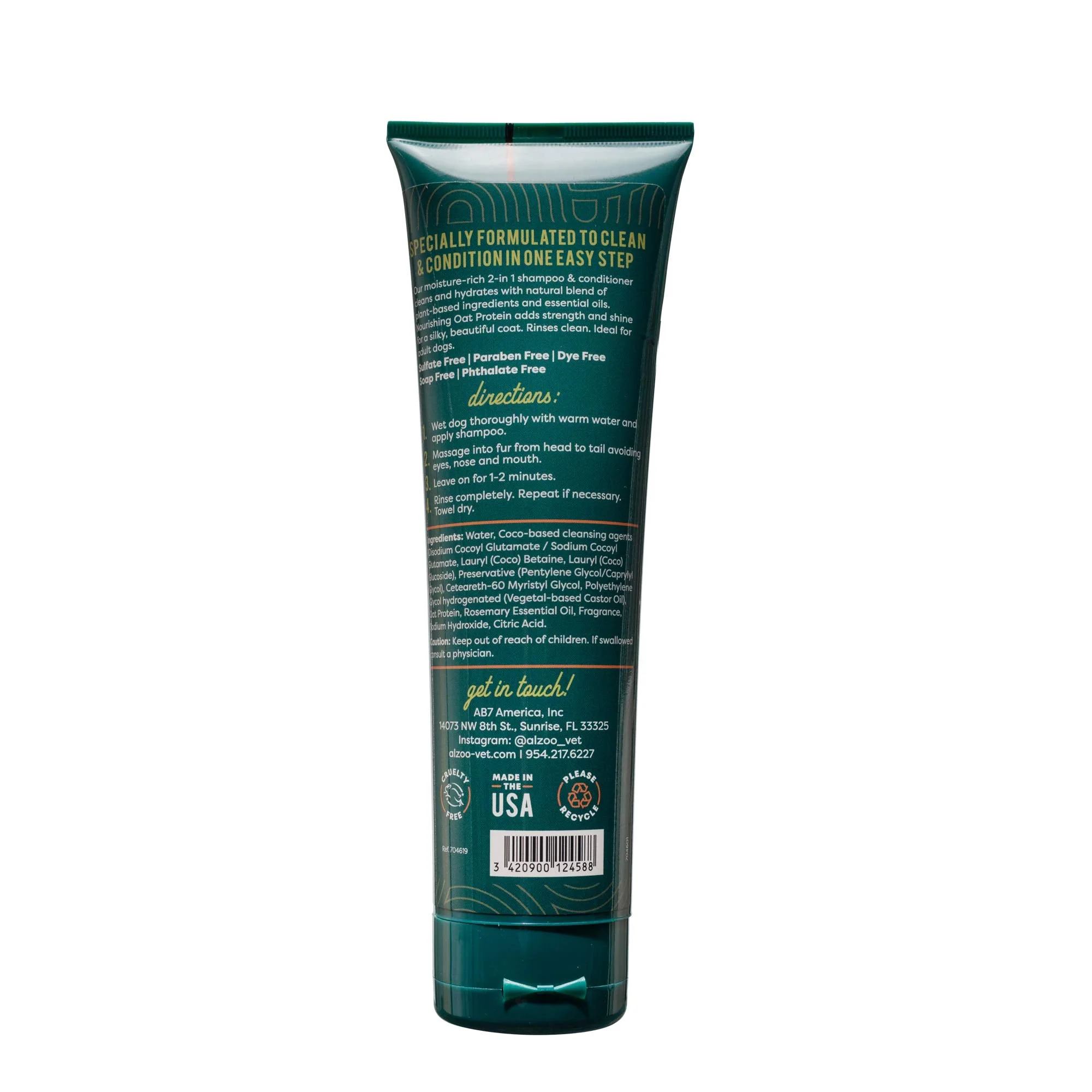 ALZOO Plant-Based 2-in-1 Rosemary Shampoo & Conditioner for Dogs, 8 oz - Image 2