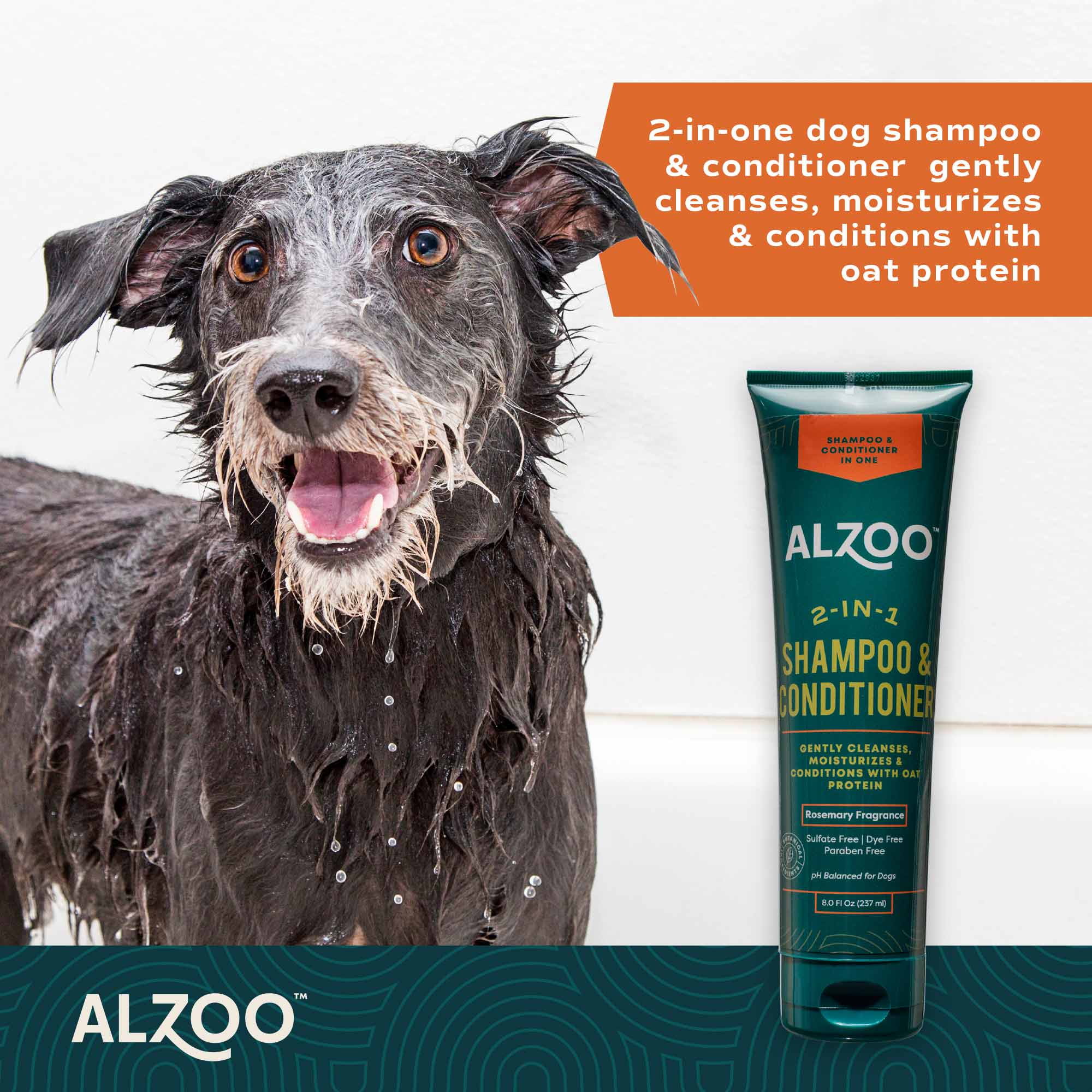 ALZOO Plant-Based 2-in-1 Rosemary Shampoo & Conditioner for Dogs, 8 oz - Image 3