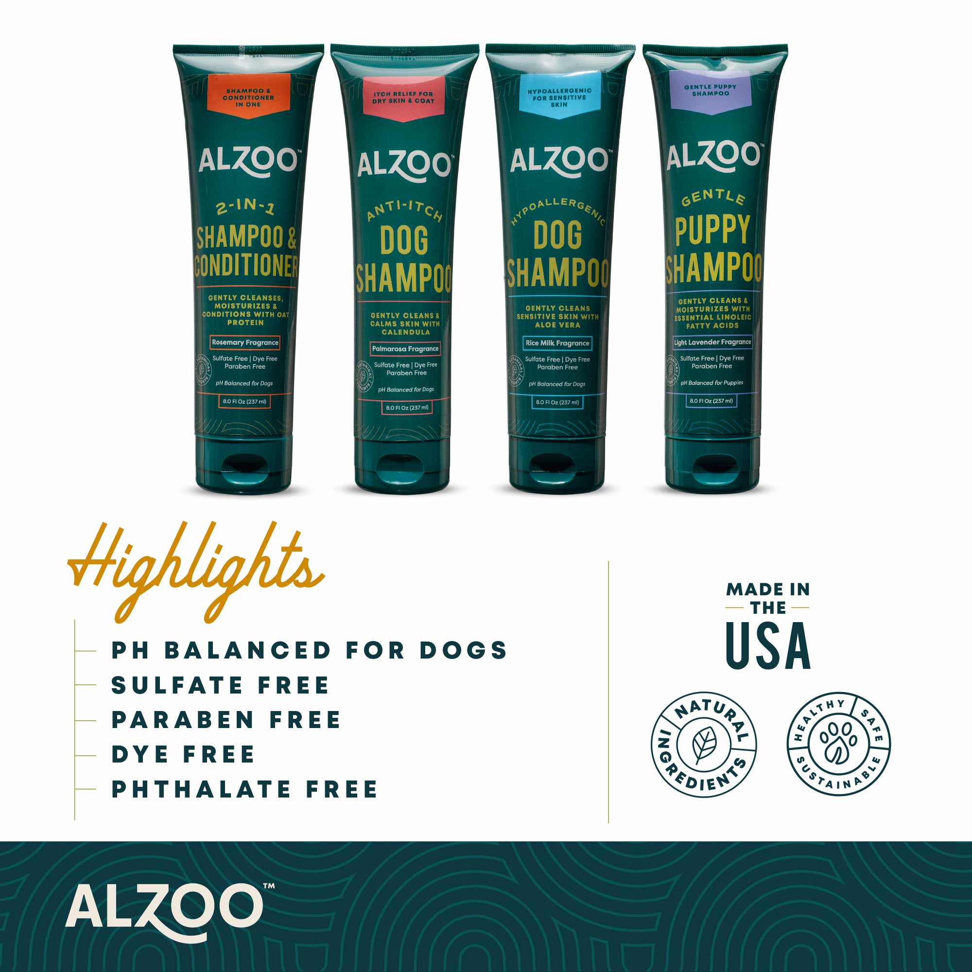ALZOO Plant-Based 2-in-1 Rosemary Shampoo & Conditioner for Dogs, 8 oz - Image 7