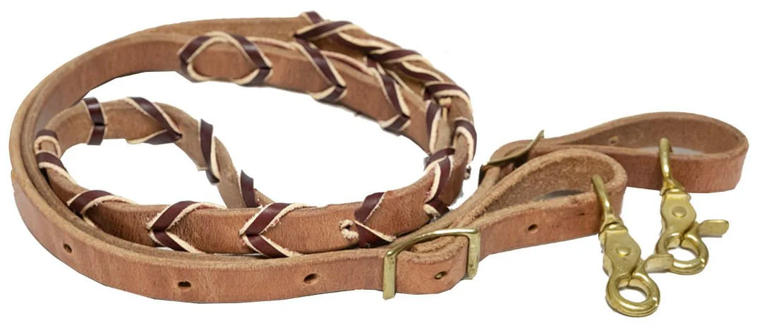 Jeffers Poplar Head Premium Harness Leather Laced Barrel Rein, 3/4" x 7'