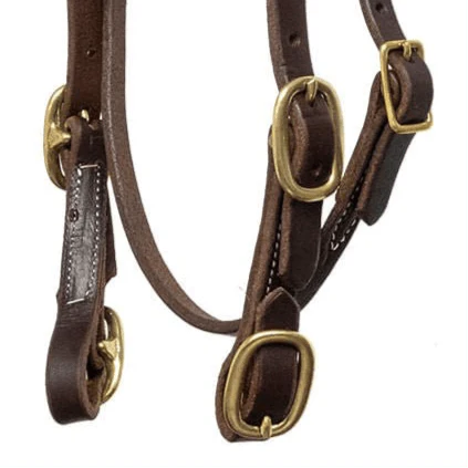 Jeffers Poplar Head Saddlery Oiled Harness Leather Browband Headstall with Easy-Change Buckle Ends - Image 4