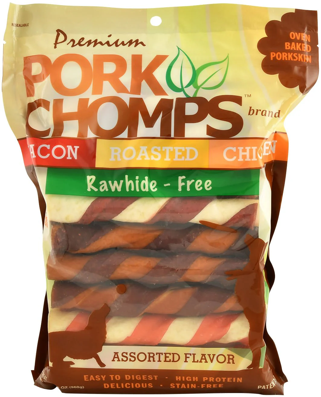 Pork Chomps Premium Twists – Rawhide-Free Dog Chews, Bacon, Chicken & Roasted, 6-Inch Oven-Baked Treats for Medium & Large Dogs - Image 5