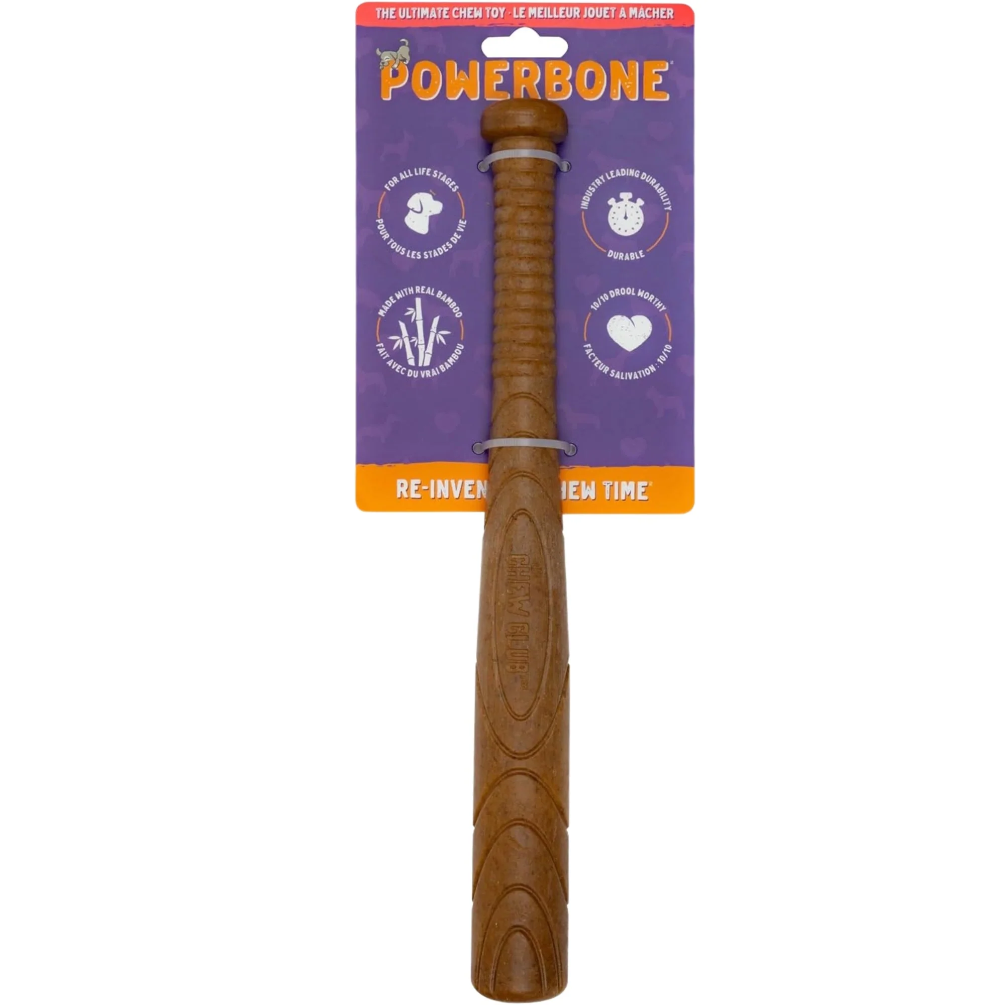 Powerbone Baseball Bat Dog Chew Toy for Power Chewers, 12"