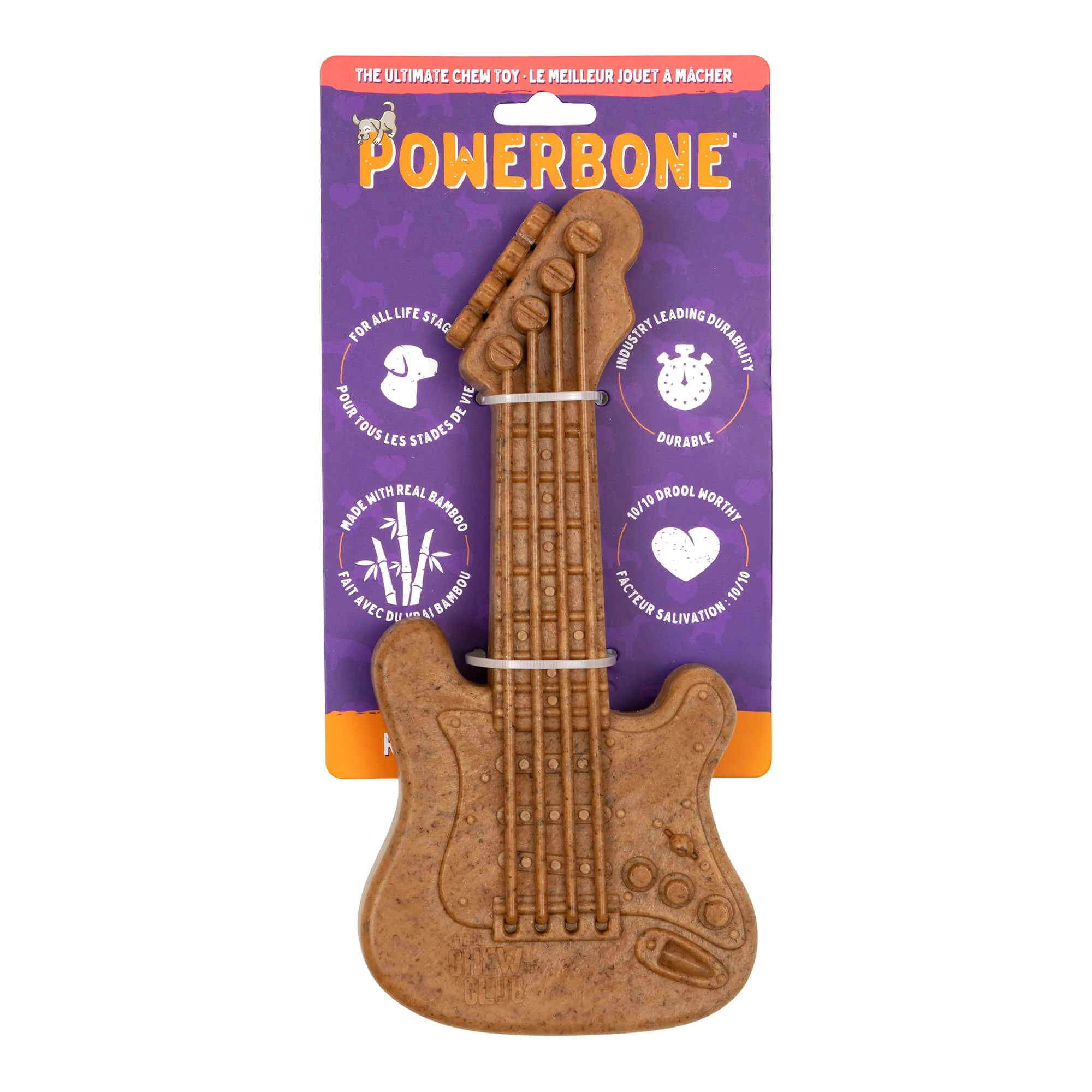 Powerbone Guitar Dog Chew Toy for Power Chewers, 9.5”
